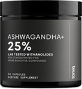 Ashwagandha - Ultra vysoká sila 40:1 Extrakt s 25% Withanolides - Wild Harvested in India - Vysoko koncentrované & Third-Party Lab Tested - 60 kapsúl