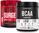Jacked Factory Nitrosurge Shred Thermogenic Pre-Workout v čiernej čerešni a BCAA v ovocnej Punch pre rekompozíciu tela, budovanie svalov a zotavenie