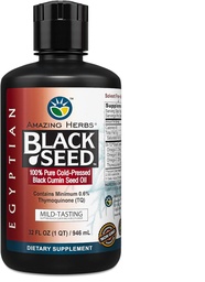 Amazing byliny egyptský čierny olej zo semien - bez lepku, Non GMO, Cold Pressed Nigella Sativa Aids in Digestive Health, Immune Support, Brain Function, Mild Flavor - 32 Fl Oz