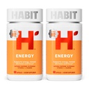 Habit Energy Supplement 2 balenie (120 kapsúl) - Nový vzhľad, podporuje energiu, Mental Alertness and Focus, Prírodné kofeín, Vitamíny B & C, extrakt zo zeleného čaju, Vegan, non-GMO