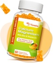 Vysoká absorpcia kalcium Gumies, bezcukrový vápnik horčík doplnok s draslíkom vitamín D3 pre mužov a ženy - Vegan, Orange chuť 60 Cts