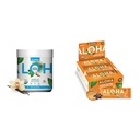 ALOHA Organic Plant- Based Protein Powder Vanilla 19,6oz, Protein Bars Arašidové maslo Čokoláda Chip 1.98oz Balenie 12 Bundle
