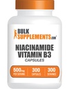 BulkSupplements.com Niacínamid Kapsule - Niacínamid Supplement, Vitamín B3 Supplement, Niacínamid 500mg - bezlepkové, 1 Kapsula na obsluhu, 300 kapsúl (Pack of 1)