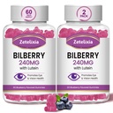 2 Balenie Lutein Gummies Očné zdravie Doplnky pre dospelých, luteín a zeaxantín Doplnky Očné vitamíny Gummies, čučoriedky s lutein pre podporu očí a zraku - 120 Gummies