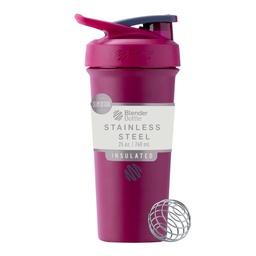 BlenderBottle Sport Sleek Izolovaná nerezová oceľ fľaša Shaker s drôtom Whisk, 25-Ounce, Malinová 