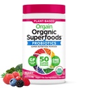 Orgain Organic Greens Powder + 50 Superfoods, Berry - 1 miliarda probiotík pre tráviace zdravie, Antioxidanty, Vegan, Plant-Based, Gluten-Free, Non-GMO, Green Juice & Smoothie Drink Mix - 0.62lb