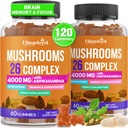Huba Gummy pre dospelých 4000mg, Mozog Doplnky pre pamäť a zaostrenie, 26 v 1 Huba Supplement Complex s Ashwagandha & Lion Mane, Turecko chvost, Reishi, Cordyceps, Organic, 120 Count