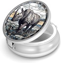 Pill Box-3 Compartment Malá pilulka Prípad pre Purse & Pocket Mini kovové pilulky držiteľ cestovné pilulky kontajner držať doplnky vitamíny BPA-free (Rhinoceros)