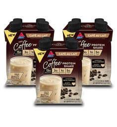 Atkins Café au Lait Iced Coffee Ochutené bielkoviny Shake, vysoký obsah bielkovín Shake, nízky cukor, nízky obsah cukru a nízky obsah cukru, Keto Friendly, Gluten Free, 12 Počet