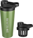 DIW 24 oz Shaker fľaša, neutíchajúca oceľ Shaker fľaša s bezhlukovým dizajnom, izolovaný kovový trepačkový pohár pre proteínové zmesi a pred cvičením,Gym fľaša Shaker [zelená]