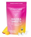 Pink Stork Organic Mango Sweets s vitamínom B6 pre ranné choroby a pohybové choroby, pridané zázvor a vitamín B6, 1. trimester tehotenstvo musí mať - 30 zabalené sviečky