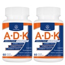 ADK vitamínové doplnky 20000 IU - Vitamíny A, D3 a K1 s vysokou potenciou pre Srdce, zdravie kostí a imunitnú podporu Vitamín ADK 120 kapsuly