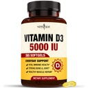 NEW AGE Vitamín D3 5000 IU 125mcg Softgels - Support Immune Support, Strong Bone Health - Non-GMO, Gluten-free, Dairy-Free,1 Rok dodávky (360 Softgels (Pack of 1))