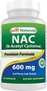 Najlepšie prírodné NAC - N Acetyl Cysteine 600 mg 120 Kapsule - n Acetyl cysteín - Výkonný antioxidant