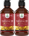 Islandský voľne žijúci chytený cod Liquid Liquid - rybí olej kvapky s Omega 3, EPA, DHA, vitamín D & A - Liquid Cod Pečeň Supplement for heart, Joint, Brain & Immune Support - 240 ml (8 ounce) 2 balenie