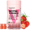 Rast vlasov Gumies s biotínom 10 000mcg - Vegánske vlasy Vitamíny Gummy pre Yor zdravé vlasy, koža a nechty, Pridané B-komplex, vitamín D, vitamín A a zinok - doplnky vlasov pre ženy Muži (60, Jahodový)