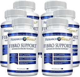 Výskum Overená Fibro Podpora - 540 Kapsule - MSM, horčík, vitamín D3, BioPerine - 6 Mesiac dodávky - Vegan