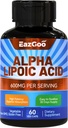 Alpha Lipoic Acid Supplement, Alpha Lipoic Acid 600mg Per Serving, Vegan, Gluten Free, Non-GMO ALA Supplement, 60 Rastlinné kapsuly