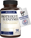 Proteolytické enzýmy 3X - Trypsín, Chymotrypsín a Serrapeptidáza - Znižuje Edema a podráždenie z poškodenia tkaniva - podporuje telo Wellness & Recovery - Dietary Supplement - 90 Kapsule