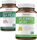 Morský Moss & St. John's Worth (2-Month Supply) Mooss Blend - Organic Irish Sea Moss - Raw Vegan Supplement (180 Caps) & St John's World with Powerful 900mcg Hypericin Vegan Non-GMO (180 Kapsule)