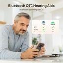 Yeasound OTC sluchové pomôcky pre seniorov, RIC700 Plus Bluetooth Call povolené pre iOS, bezdrôtové dobíjateľné sluchové pomôcky, zníženie hluku a ovládanie aplikácií, predpísanie-rade zvuk, takmer neviditeľné (zlaté)