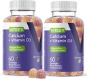 Vápnikové guličky s vitamínom D3 - podporuje zdravie kostí a zubov - Žuvateľné kalciové guličky pre ženy, mužov a dospievajúcich - Kosher, bez lepku, bez GMO, Chutné Berry Ochutené kalcium žuvačky Gummy