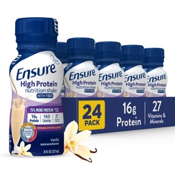 Zaistiť vysoký obsah bielkovín balenej Vanilla Nutrition Shake s vlákninou, pripravený na pitie, 16 g bielkovín a 27 vitamínov a minerálov, 8 fl oz, 24 balení