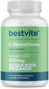 BESTVITE L-Glutatión 500mg w Setria (60 Veggie caps) - No Stearates - Vegan - Gluten Free - Non GMO