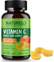NATURELO celé jedlo vitamín C Gumies, Vitamín C z Acerola Cherry, Rastlinné-Based doplnok, 60 Vegan-Friendly Gummies