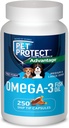 Pet Chrániť M/L pes Omega-3 doplnok, Vlastnícky voľný formulár Blend, podporuje normálne zápalové reakcie, Snip-Tip kapsule (250 Počet)