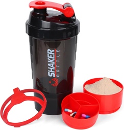 XTK fľaša na pretrepanie 16OZ Proteín fľaša na pretrepanie s mix loptu Prenosné športové fľaše na vodu dôkaz GYM pohár pre bielkoviny zmesi s úložným & pilulky Organizátor, Ideálne pre pre cvičenie,BPA zadarmo (červená)