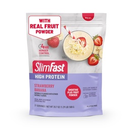 SlimFast High Protein Smoothie Mix Plus Fruit Powder, High Protein Meal Replacement Powder, Fiber, Vitamin C, 21 Servings, 1,29 libra, Jahodová Banana (Packaging May Vary)