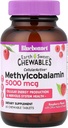 BlueBonnet Nutrition Earth Sweet® Chewables, CellularActive® Metylkobalamín, Malina, 5 000 mcg, 60 Žuvacie tablety