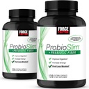 Force Factor ProbioSlim + Prebiotické Fiber, Metabolizmus Booster pre ženy a mužov, Tráviaca podpora zdravia, Zelený čaj extrakt a Psyllium Husk Fiber, 120 Počet (Stock of 2)