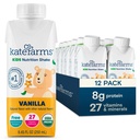 KATE FARMY Organic Kids Nutrition Shake, Vanilla, 8g bielkovín, 27 vitamínov a minerálov, Nápoj na výmenu jedla, Bielkoviny Shake, Gluten Free, Non-GMO, 8.45 Fl oz (Pack of 12)