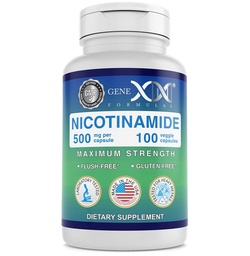 Genex Formuly - Nikotínamid 500mg Vitamín B3 Bez Flush Niacin Kapsule od Zdravá koža - Niacínamid Supplement Pills Pomoc Produce Keratin & Support Skin Cell Health & Energy - (100 Kapsule)