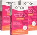 Omax3 Ženy Probiotiká + Prebiotiká, brusnice a ciciaky Root, 20 miliárd CFU, 6 klinicky preukázané kmene, Vaginálne pH, UTI, Bloating, (Backaging May Vary) 