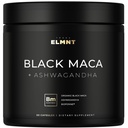ELMNT 40.000mg 40x Sila Organic Black Maca Root w. Ashwagandha - # 1 Najvyššia potencie Black Maca Root Kapsule pre mužov Supplement 40:1 Extract - 100% Pure Maca Peruana Powder Pills Želatínové