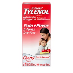 Tylenol pre dojčatá Tekutá bolesť Relief and Fever Medicine, Perorálna suspenzia, bezfarbený acetaminofén pre Bolesť hlavy, bolesť hlavy a zuby, Horúčka Redukcia pre deti; Cherry Flavor, 2 fl. oz.; Balenie 1