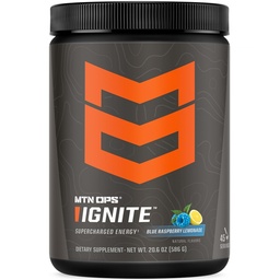MTN OPS Prášok na Ignitský energetický nápoj, bezlepkový nootropný nápoj zmes, L arginín, L citrulín, kofeín a nootropný bezcukrový nápoj Mix, 45 porcií, modrá malinová citróna