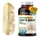 BIO KRAUTER Lions Mane Supplement Kapsule 1800 mg - 250 gróf - Vegan Lions Mane Powder Supplement for Brain Support - 3 mesiace dodávky - žiadne výplne