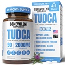 2000mg Advanced TUDCA Supplement - Maximum Absorbcie TUDCA Bile Salts with 4:1 Milk Thitle and Probiotics - Supports Pečeň Detox & Cleans, Gallbladder, Gut & Glien Health - 90 Vegan Capsules