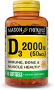 MASON NATURAL Vitamin D3 2 000 IU Ultra sila, podporuje kostnú hustotu, silu a imunitné zdravie, 60 Softgels