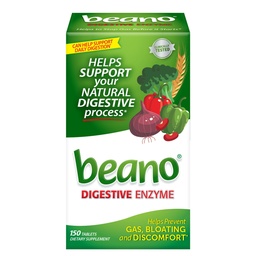 Beano Digestive Enzyme, Preventive Gas Relief for Adults, Helps Preventive Gas & Bloating, 150 tabliet