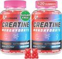 Monohydrát kreatínových guličiek, doplnok pred cvičením Chewables pre ženy a mužov, Monohydrát kreatínu s taurínom a B6 - pre svalovinu, silu, vytrvalosť a energiu, Vegan (Berry, 120 gulím)