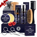 Lionmane Brada starostlivosť vianočné darčeky Súprava pre mužov, Brada fúzy Zúbkovanie Kit-Beard Balm, Brada umývanie, Brada olej, kefka, nožnice, narodeniny výročie vďakyvzdania darčeky pre manžela/Boyfriend/Dad/Him