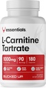 Vydrbal L-karnitínu 1000mg, Essentials (90 Servings, 180 Kapsule)