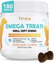 180 Žuvačky Omega 3 pre psy a mačky - s krilom - Skin and Coat Supplement - Suchá a svrbiaca pleťová úľava - Alergická úľava - Shiny Coats - No Shedding - EPA & DHA, Vitamíny a minerály - Kuracia chuť