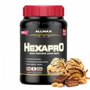 ALMMAX HEXAPRO, Čokoládové arašidové maslo - 2 lb - 25 gramov proteínu na jedno použitie - 8-hodinové trvalé uvoľnenie - nula cukru - 21 porcií