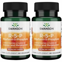 Swanson R-5-P (Riboflavín-5-fosfát) - vitamín B2 doplnok Podpora energie, metabolizmus & Vision zdravie - prírodné wellness vzorec - (60 kapsúl) (2 balenia)